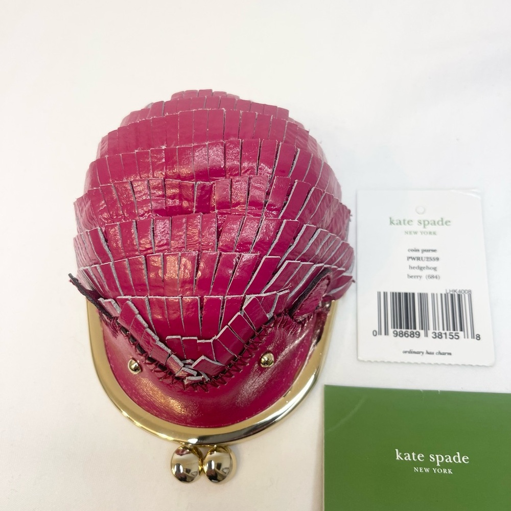 Kate Spade Rare Vintage Hedgehog Leather Coin Purse Berry Pink Collectors Item - Picture 4 of 10